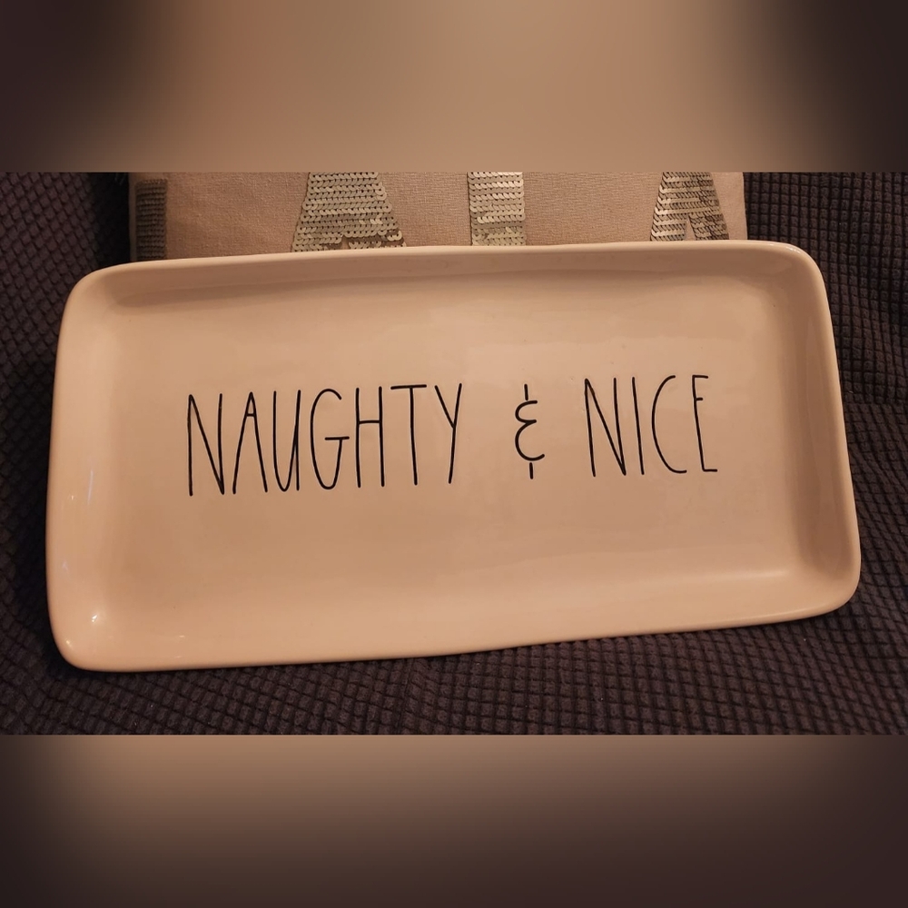 Rae Dunn Naughty & Nice Cream Vanity Tray